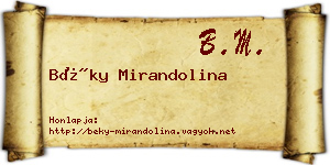 Béky Mirandolina névjegykártya